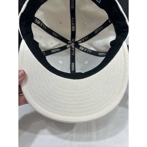 New Era Fitted 59 Fifty Nine Boston Red Sox Off White Baseball Hat Cap 7 3/8 - Picture 5 of 8